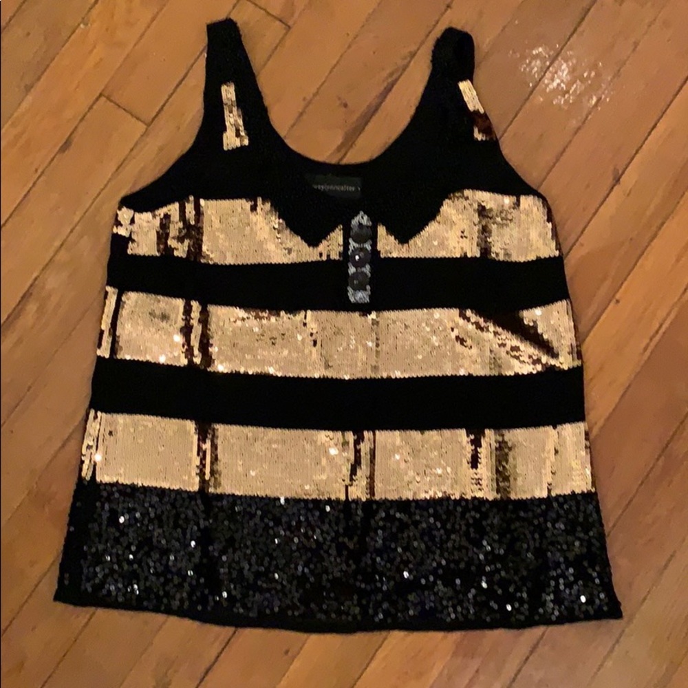 NWOT Gold and black sequin tank top / size S